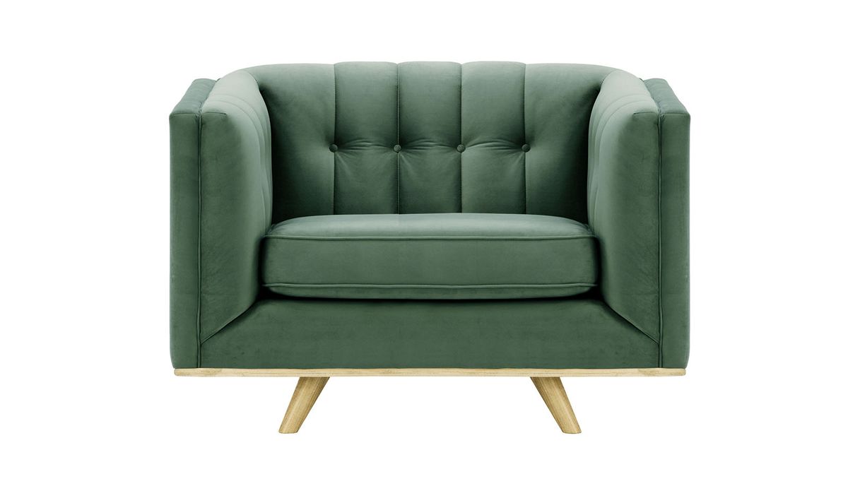 Fauteuil Vicenza, bleu - Velluto 12, Couleur des pieds: Noir wax