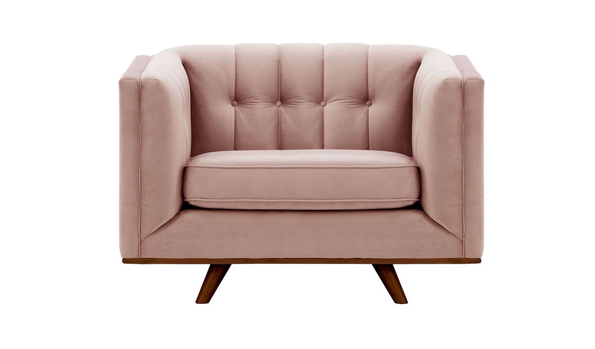 Fauteuil Vicenza, lila/rose - Velluto 14, Couleur des pieds: Chêne foncé