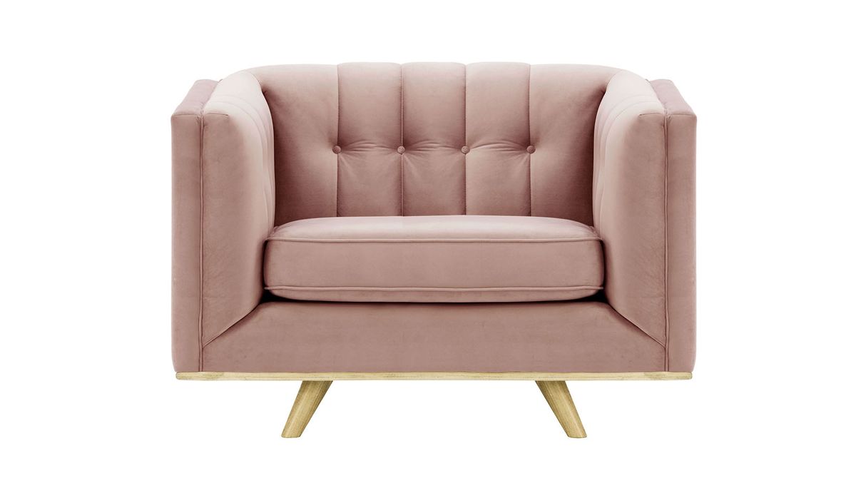 Fauteuil Vicenza, lila/rose - Velluto 14, Couleur des pieds: Noir wax