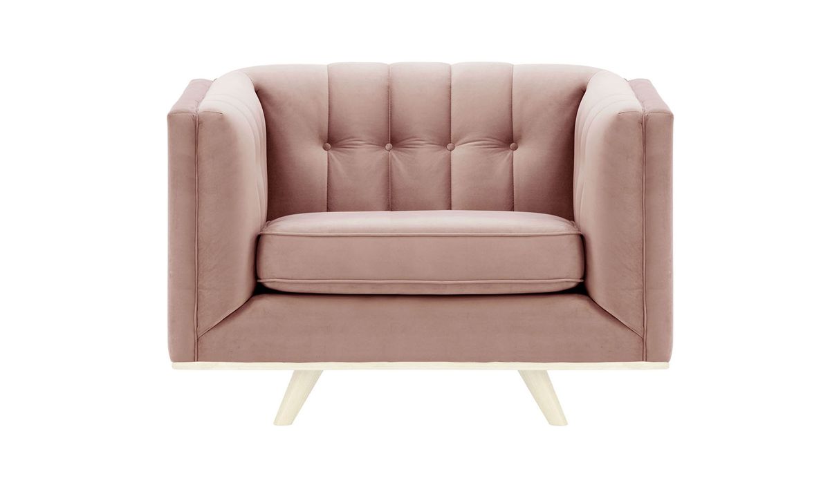 Fauteuil Vicenza, lila/rose - Velluto 14, Couleur des pieds: Blanc