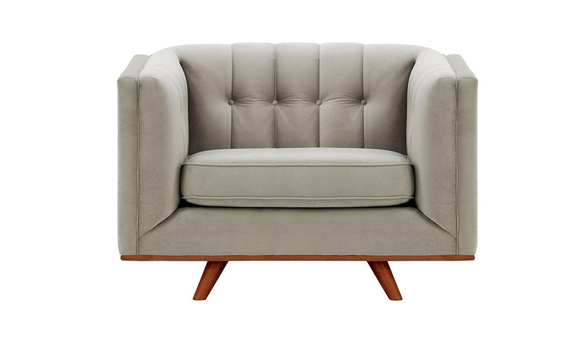 Fauteuil Vicenza, gris clair - Velluto 15, Couleur des pieds: aveo