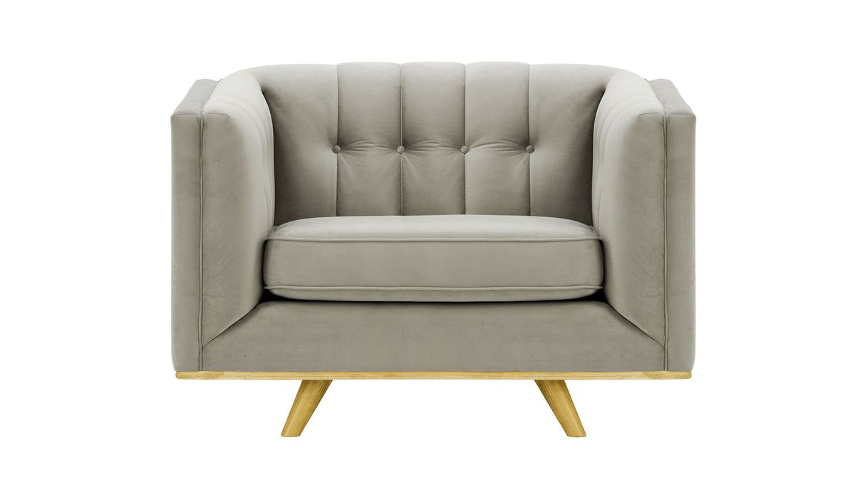 Fauteuil Vicenza, gris clair - Velluto 15, Couleur des pieds: Chêne clair