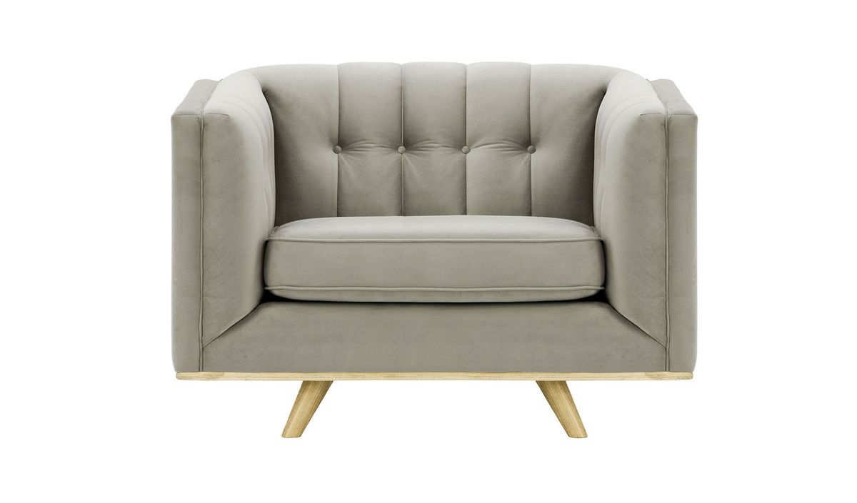 Fauteuil Vicenza, gris clair - Velluto 15, Couleur des pieds: Noir wax