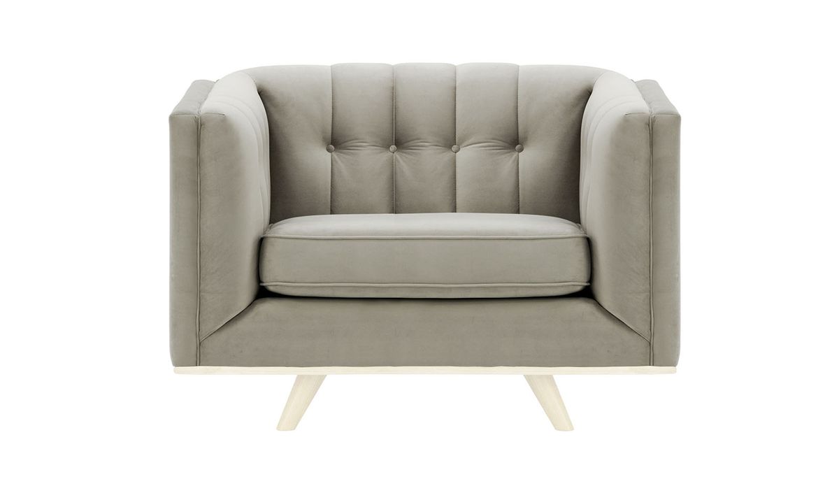 Fauteuil Vicenza, gris clair - Velluto 15, Couleur des pieds: Blanc