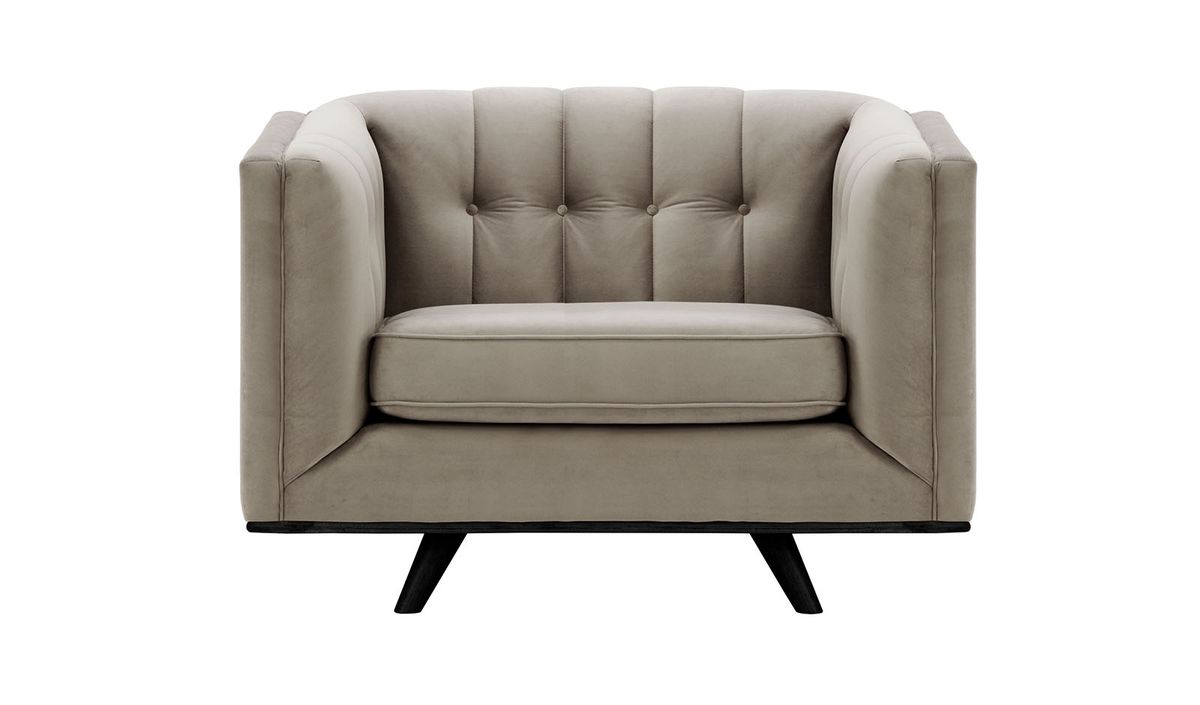 Fauteuil Vicenza, gris éléphant - Velluto 17, Couleur des pieds: Noir