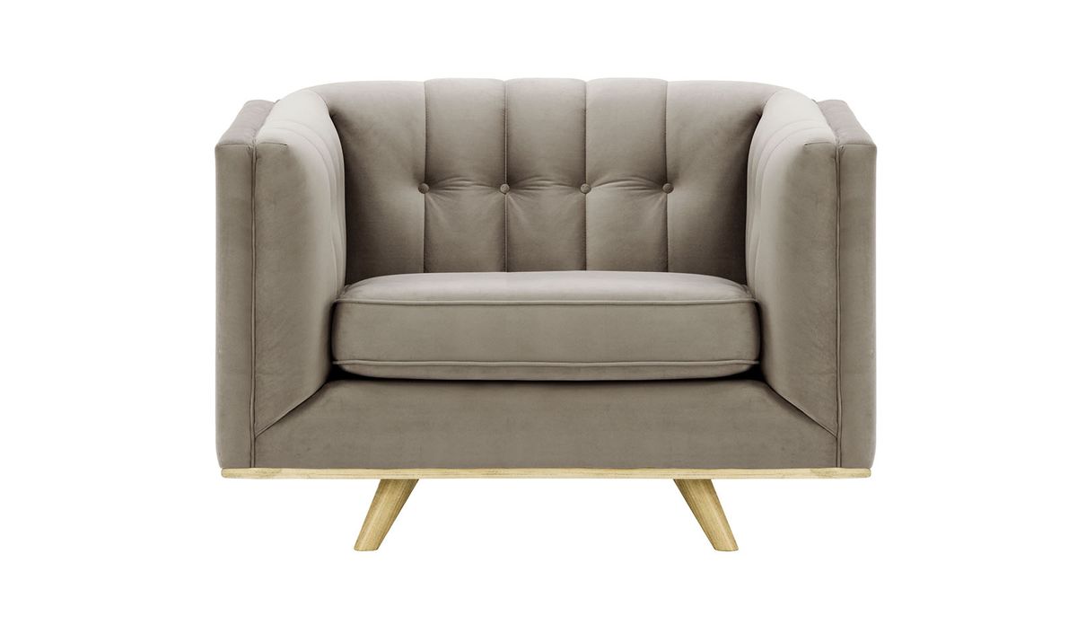 Fauteuil Vicenza, gris éléphant - Velluto 17, Couleur des pieds: Noir wax