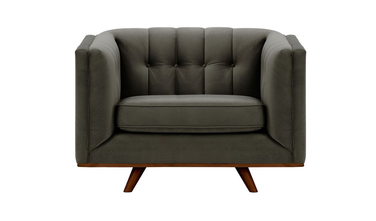Fauteuil Vicenza, graphite - Velluto 19, Couleur des pieds: Chêne foncé