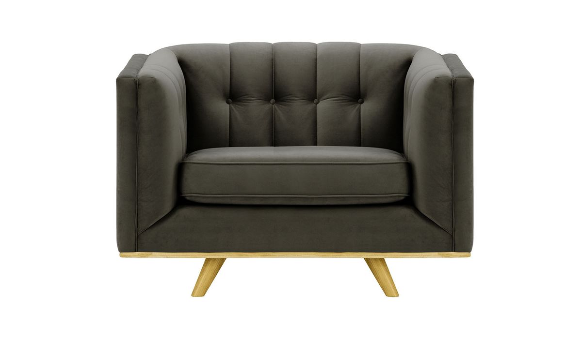 Fauteuil Vicenza, graphite - Velluto 19, Couleur des pieds: Chêne clair