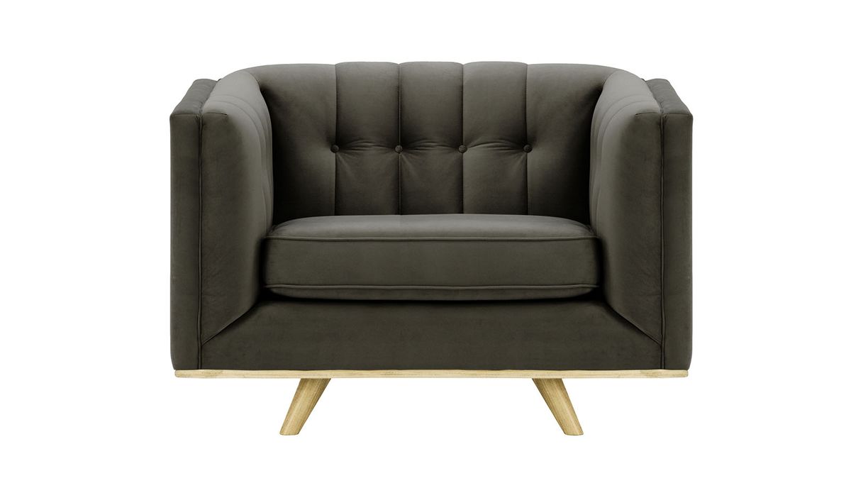 Fauteuil Vicenza, graphite - Velluto 19, Couleur des pieds: Noir wax