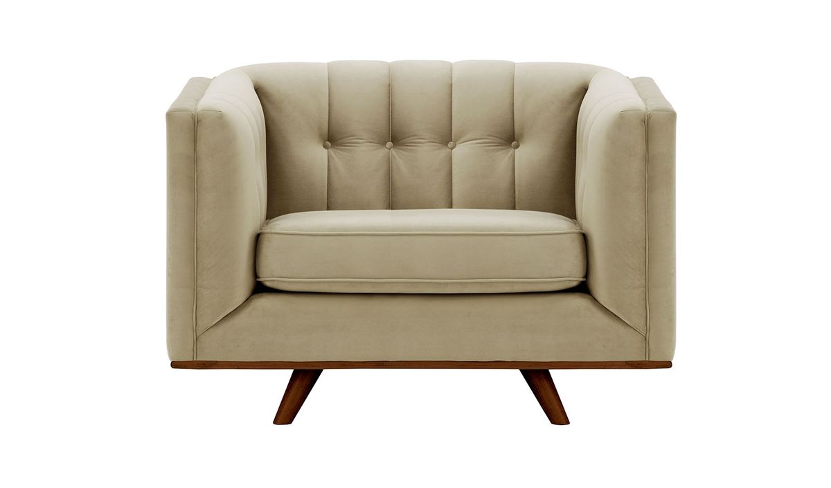 Fauteuil Vicenza, beige - Velluto 3, Couleur des pieds: Chêne foncé