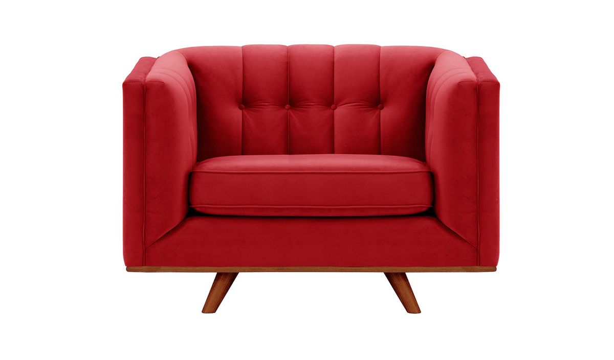 Fauteuil Vicenza, rouge - Velluto 7, Couleur des pieds: aveo