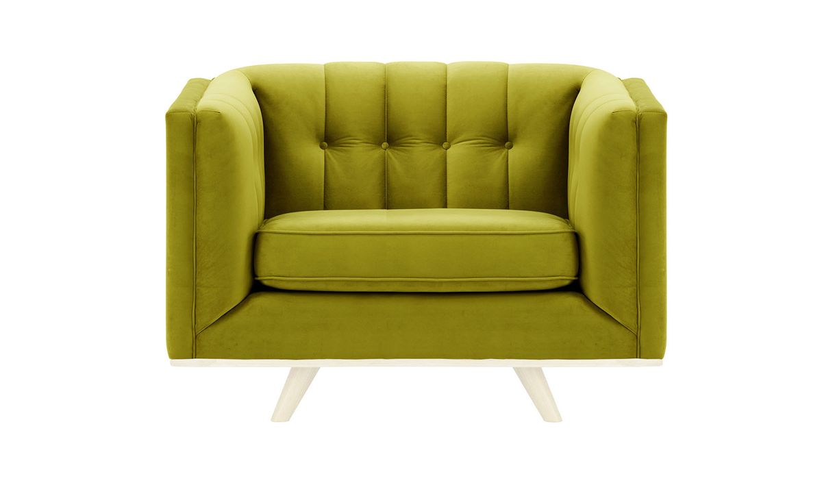 Fauteuil Vicenza, olive - Velluto 9, Couleur des pieds: Blanc