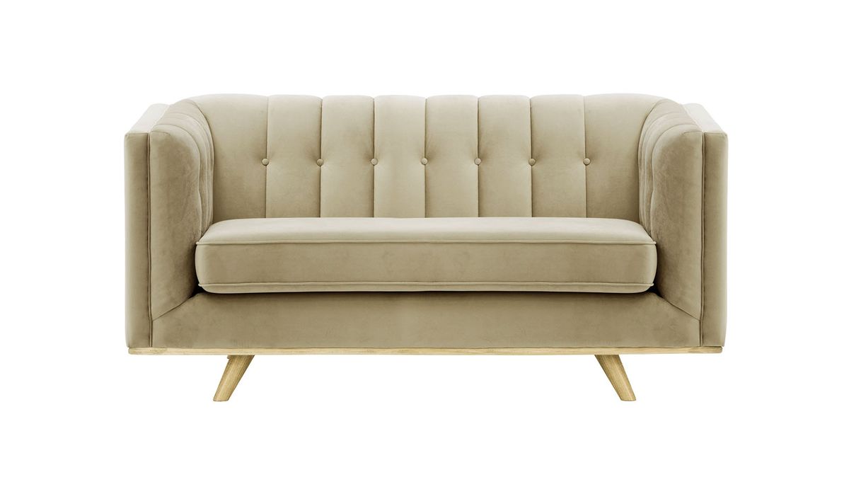 Canapé deux places Vicenza, beige - Velluto 3, Couleur des pieds: Noir wax