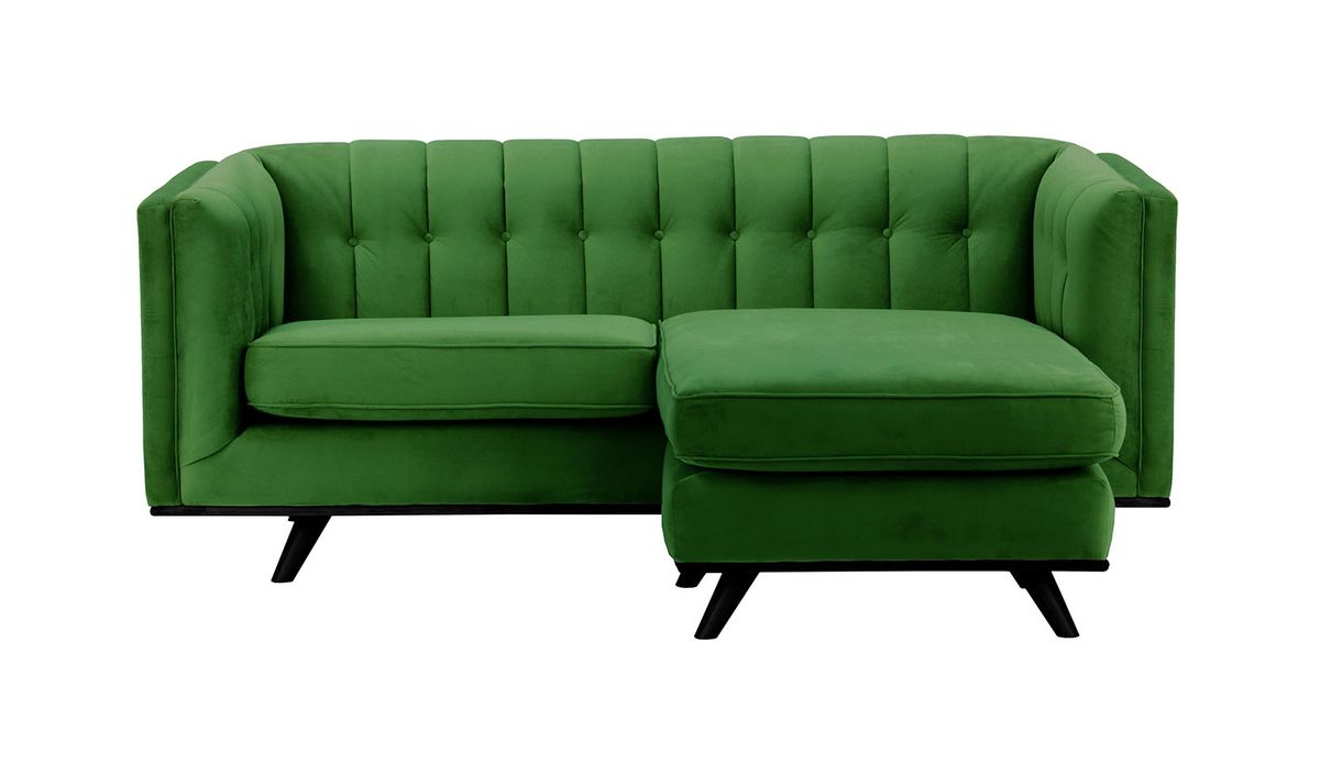 Canapé d’angle réversible Vicenza, vert foncé - Velluto 10, Couleur des pieds: Noir