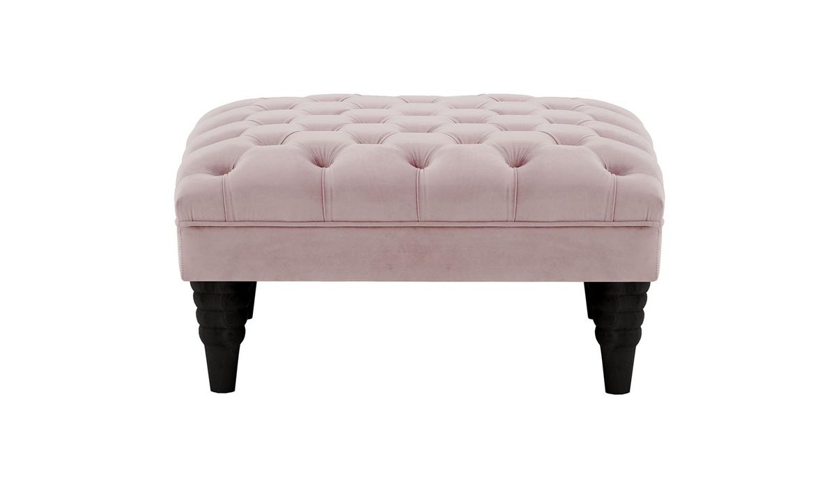 Pouf capitonné Chester Max, lila/rose - Velluto 14, Couleur des pieds: Noir