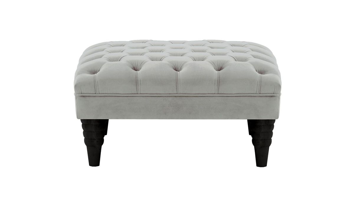 Pouf capitonné Chester Max, gris clair - Velluto 15, Couleur des pieds: Noir