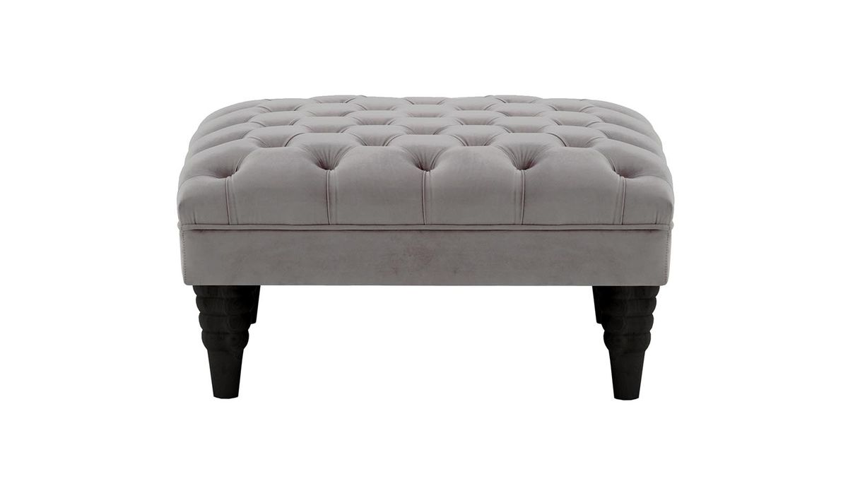 Pouf capitonné Chester Max, gris éléphant - Velluto 17, Couleur des pieds: Noir