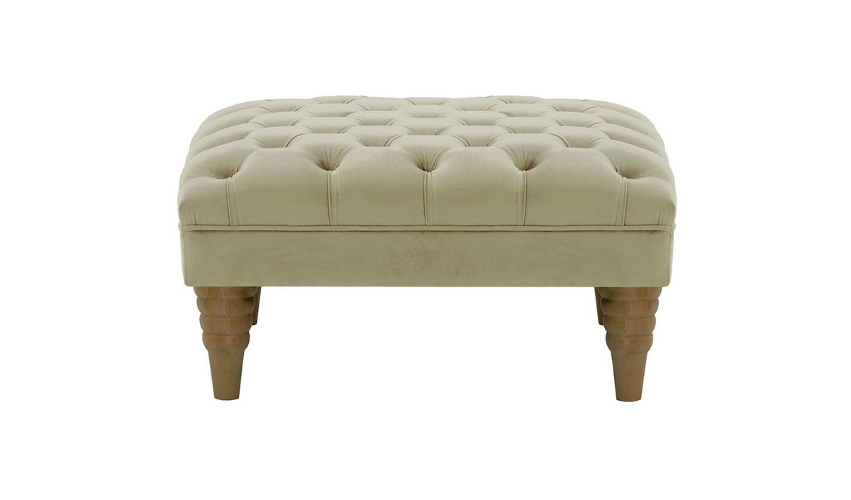 Pouf capitonné Chester Max, beige - Velluto 3, Couleur des pieds: Noir wax