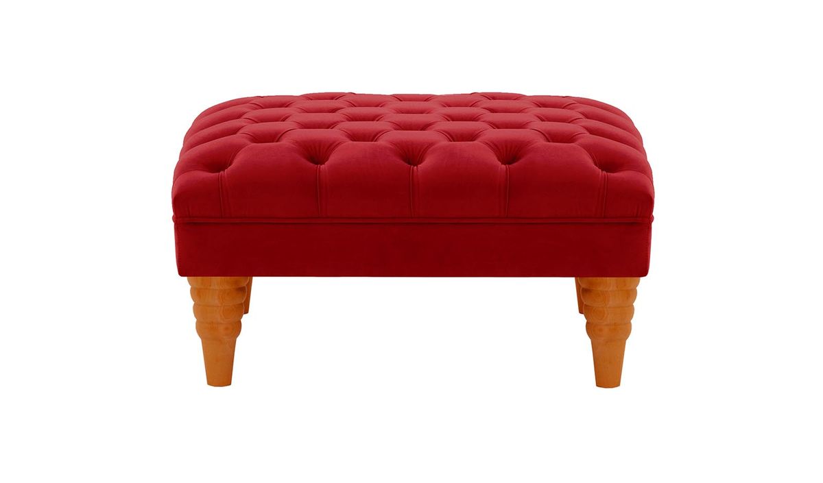 Pouf capitonné Chester Max, rouge - Velluto 7, Couleur des pieds: aveo