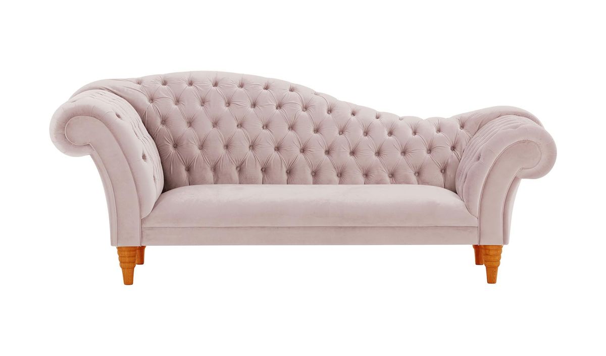 Canapé chaise longue Chester, lila/rose - Velluto 14, Couleur des pieds: aveo