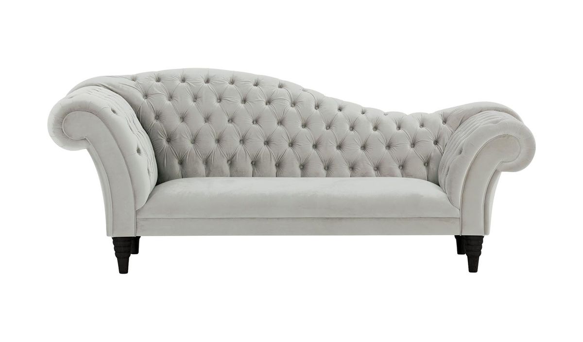 Canapé chaise longue Chester, gris clair - Velluto 15, Couleur des pieds: Noir