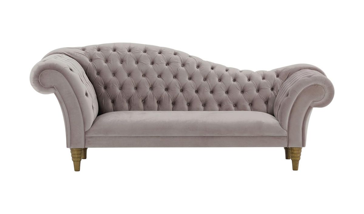Canapé chaise longue Chester, gris éléphant - Velluto 17, Couleur des pieds: Noir wax