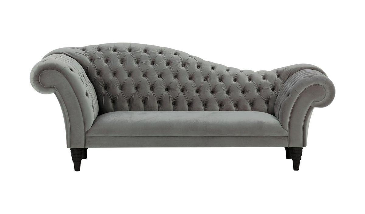 Canapé chaise longue Chester, graphite - Velluto 19, Couleur des pieds: Noir