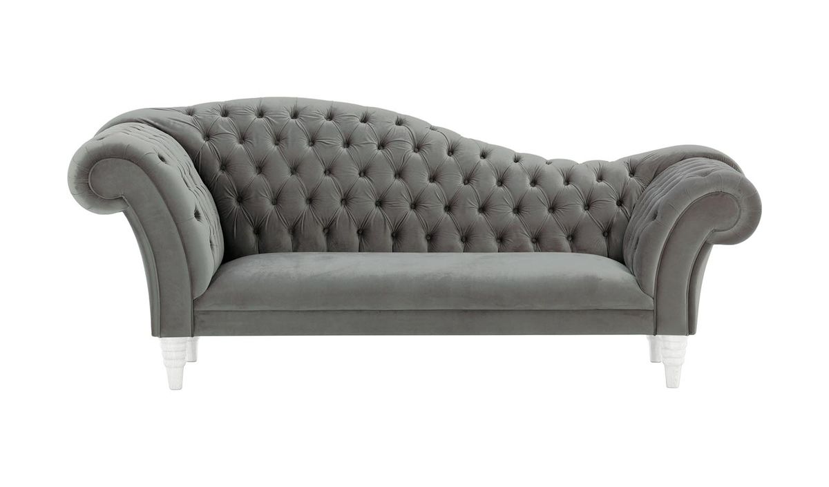 Canapé chaise longue Chester, graphite - Velluto 19, Couleur des pieds: Blanc