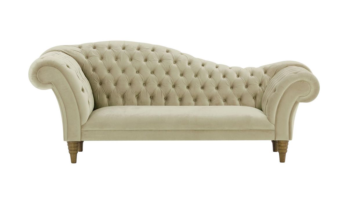 Canapé chaise longue Chester, beige - Velluto 3, Couleur des pieds: Noir wax