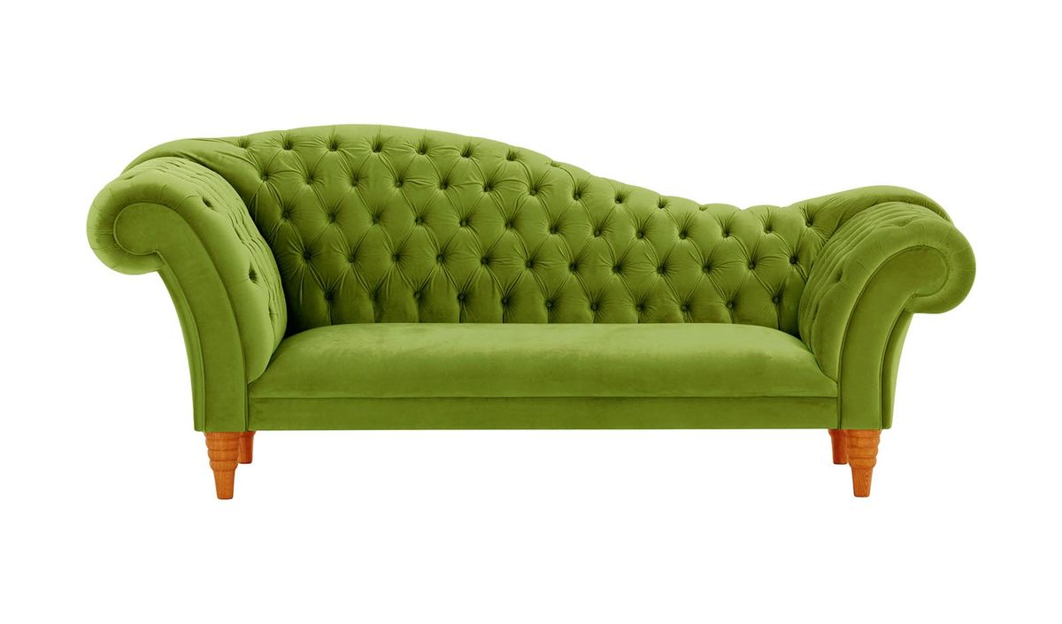 Canapé chaise longue Chester, olive - Velluto 9, Couleur des pieds: aveo