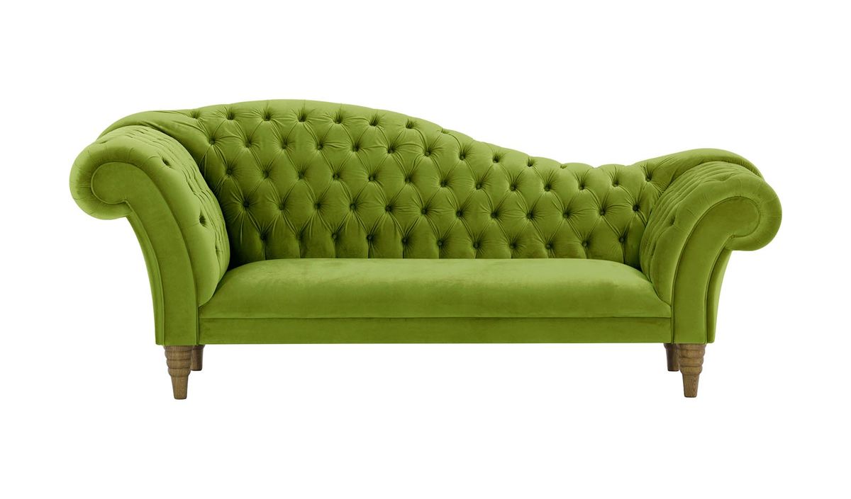 Canapé chaise longue Chester, olive - Velluto 9, Couleur des pieds: Noir wax