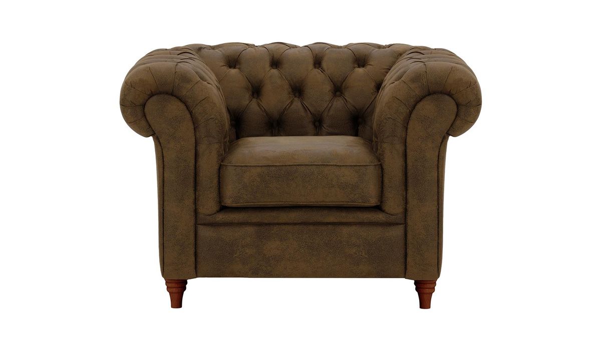 Fauteuil Chesterfield, Madagaskar 12 - Dark Brown, Couleur des pieds: Chêne foncé
