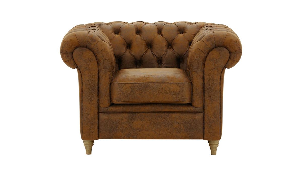 Fauteuil Chesterfield, Madagaskar 14 - Brown, Couleur des pieds: Noir wax