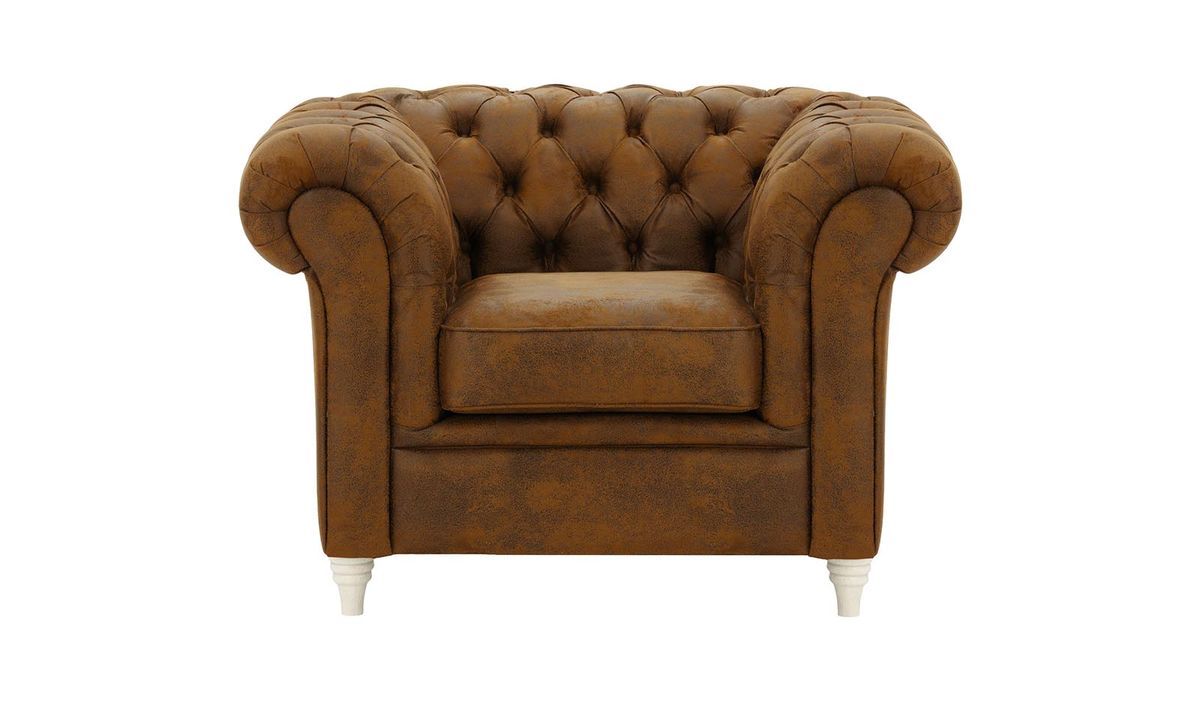 Fauteuil Chesterfield, Madagaskar 14 - Brown, Couleur des pieds: Blanc
