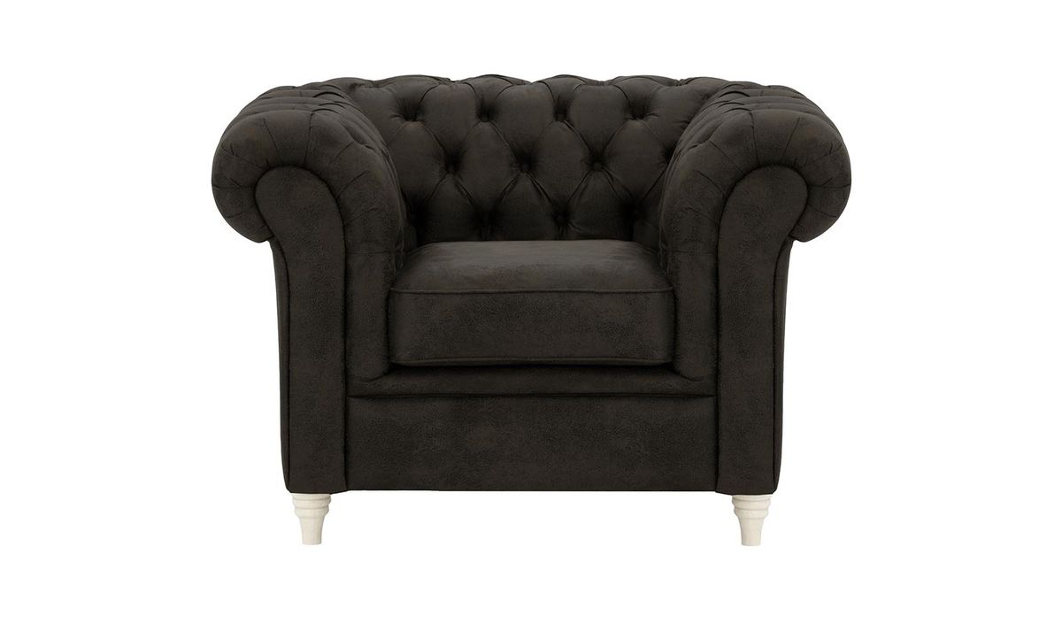 Fauteuil Chesterfield, Madagaskar 16 - Black, Couleur des pieds: Blanc
