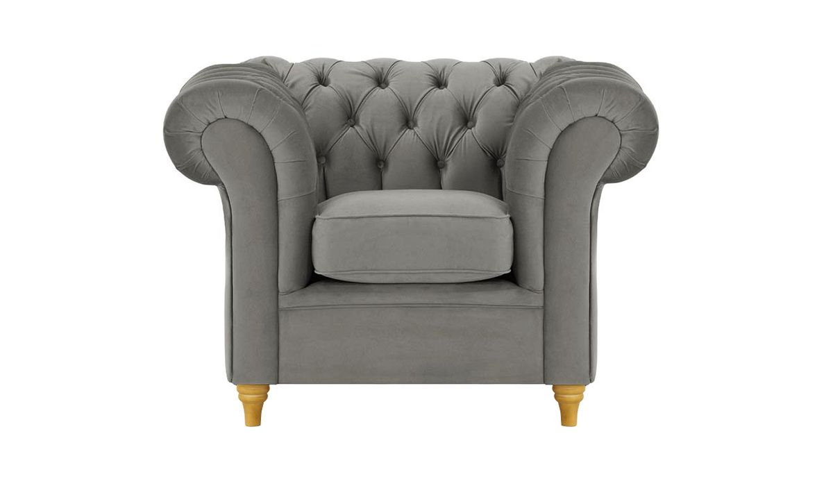 Fauteuil Chesterfield, graphite - Velluto 19