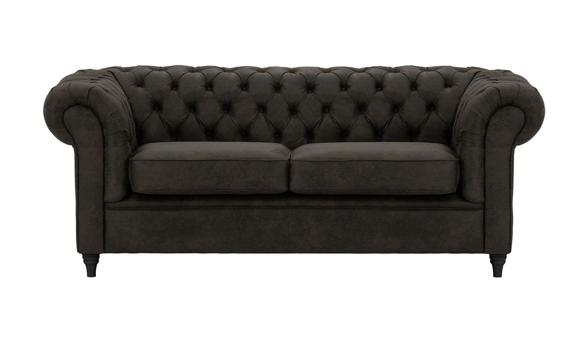Canapé trois places Chesterfield, Madagaskar 16 - Black, Couleur des pieds: Noir