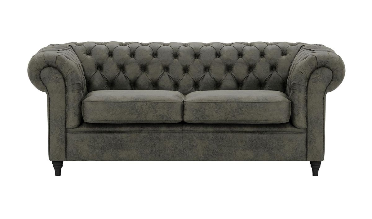 Canapé trois places Chesterfield, Madagaskar 18 - Grey, Couleur des pieds: Noir