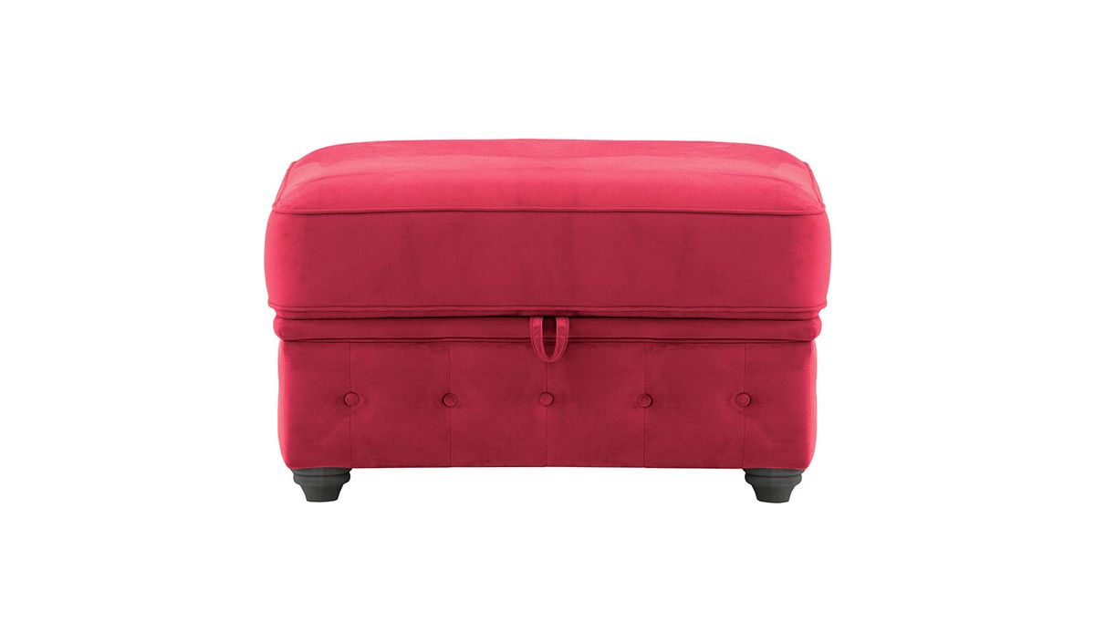 Chesterfield Borneo – Pouf avec coffre de rangement, rouge - Velluto 7, Couleur des pieds: Noir