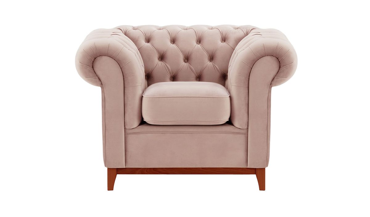 Fauteuil Chesterfield Wood, lila/rose - Velluto 14