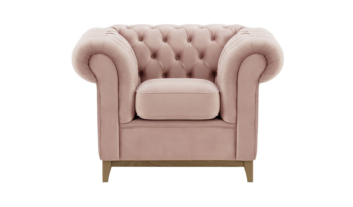 Fauteuil Chesterfield Wood, lila/rose - Velluto 14