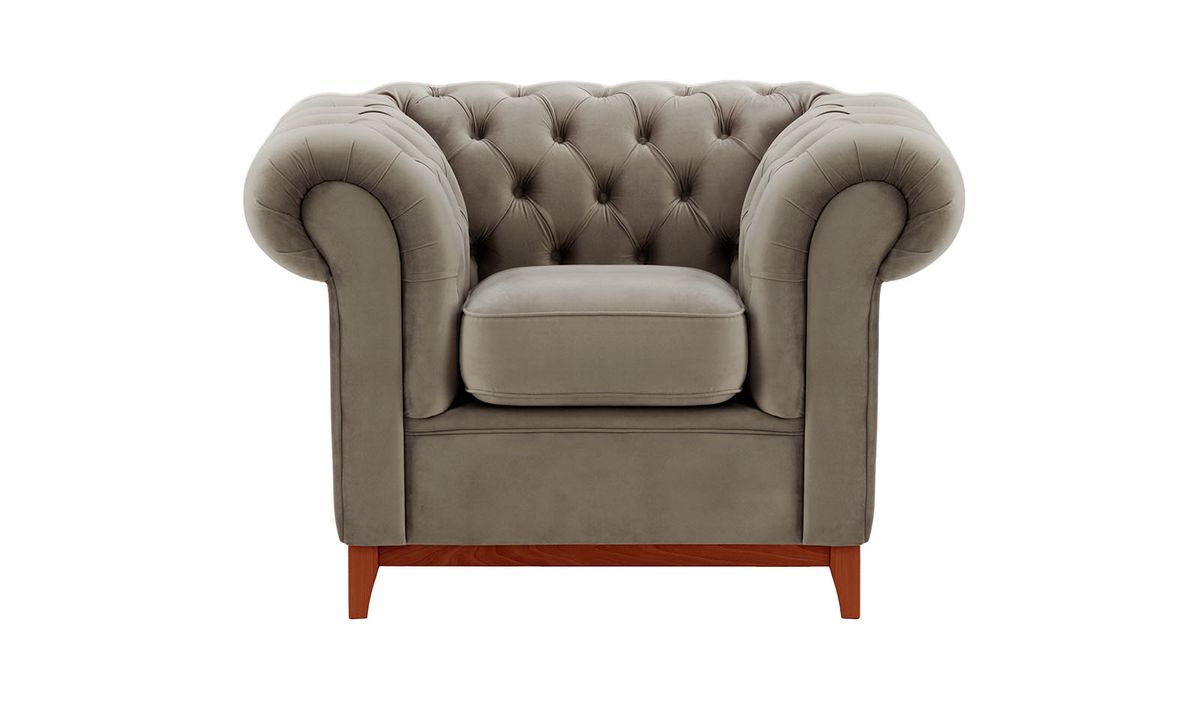Fauteuil Chesterfield Wood, gris éléphant - Velluto 17