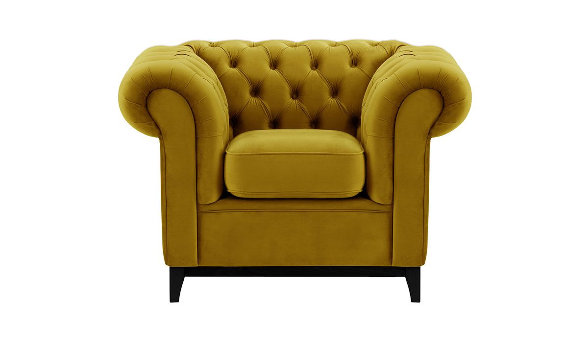 Fauteuil Chesterfield Wood, olive - Velluto 9, Couleur des pieds: Noir