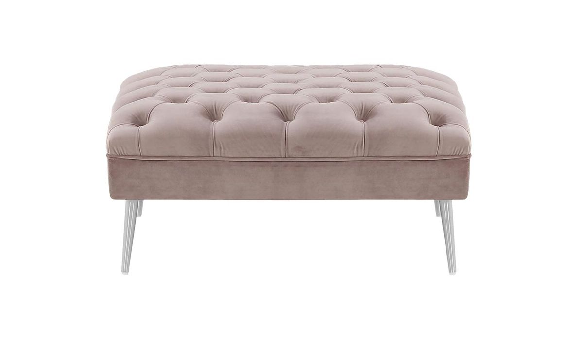 Pouf Chesterfield Modern, lila/rose - Velluto 14, Couleur des pieds: Métal chromé