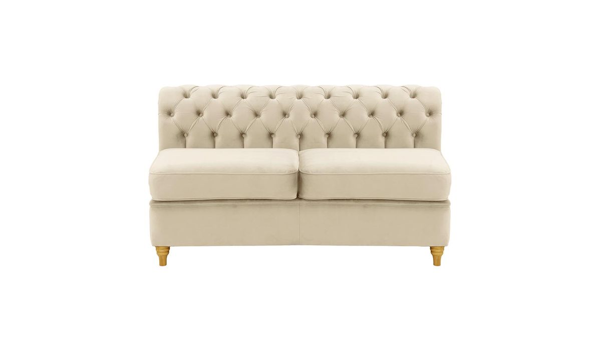 Chesterfield - Module intérieur deux places (2CP), beige clair - Velluto 2, Couleur des pieds: Chêne clair