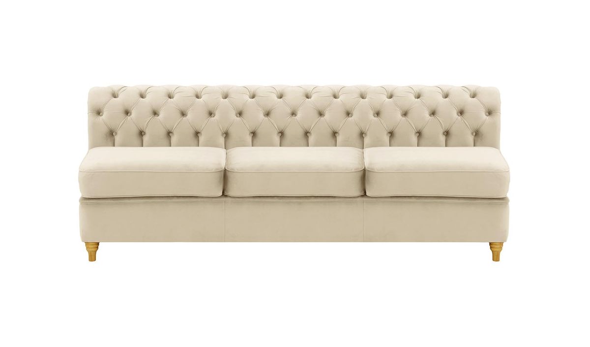 Chesterfield- Module intérieur trois personnes (3CP), beige clair - Velluto 2, Couleur des pieds: Chêne clair