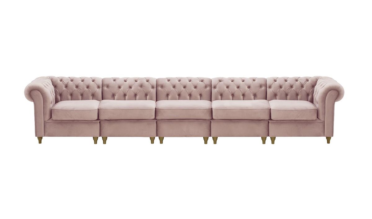 Chesterfield – Canapé Modulaire, lila/rose - Velluto 14, Couleur des pieds: Noir wax