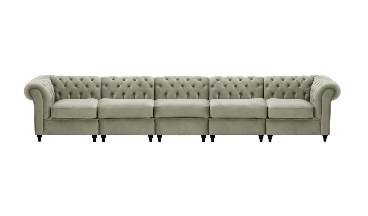 Chesterfield – Canapé Modulaire, gris clair - Velluto 15, Couleur des pieds: Noir