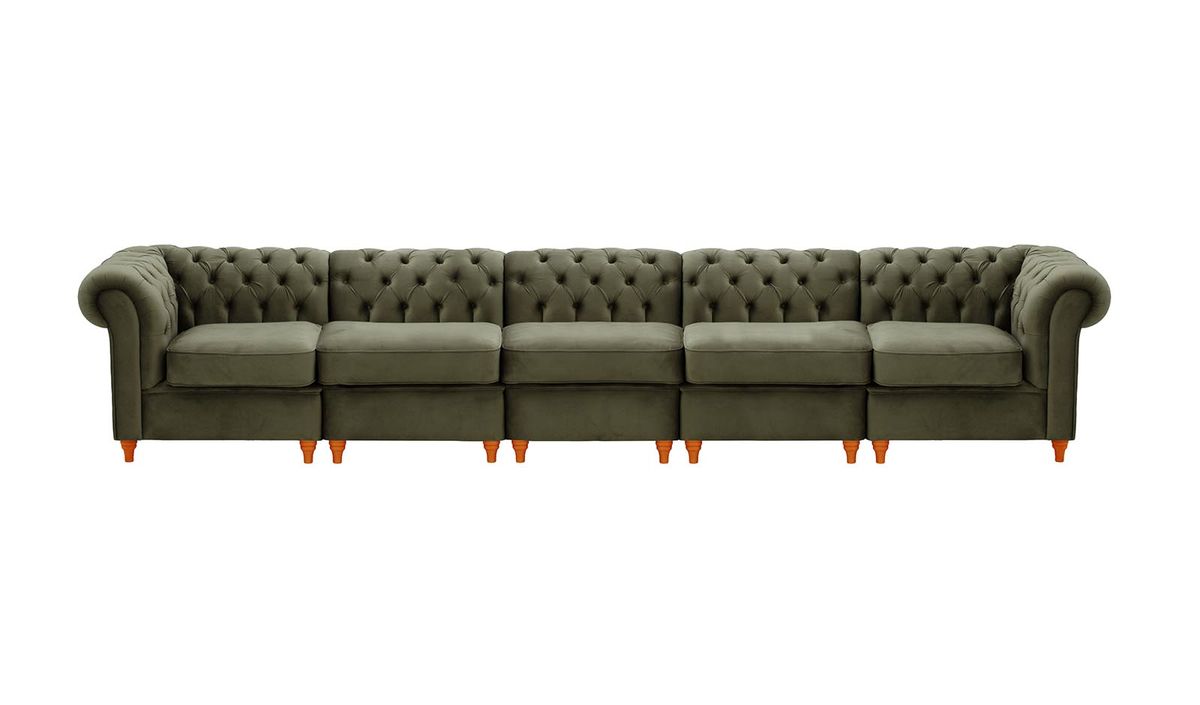 Chesterfield – Canapé Modulaire, graphite - Velluto 19, Couleur des pieds: aveo