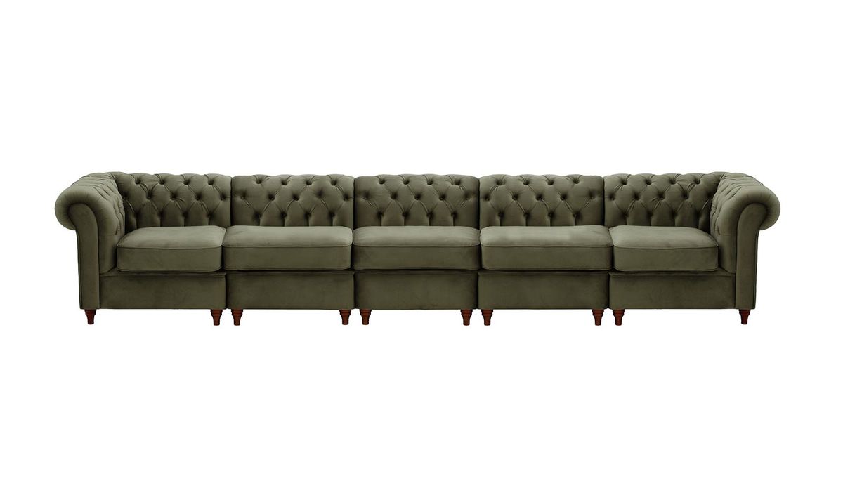 Chesterfield – Canapé Modulaire, graphite - Velluto 19, Couleur des pieds: Chêne foncé